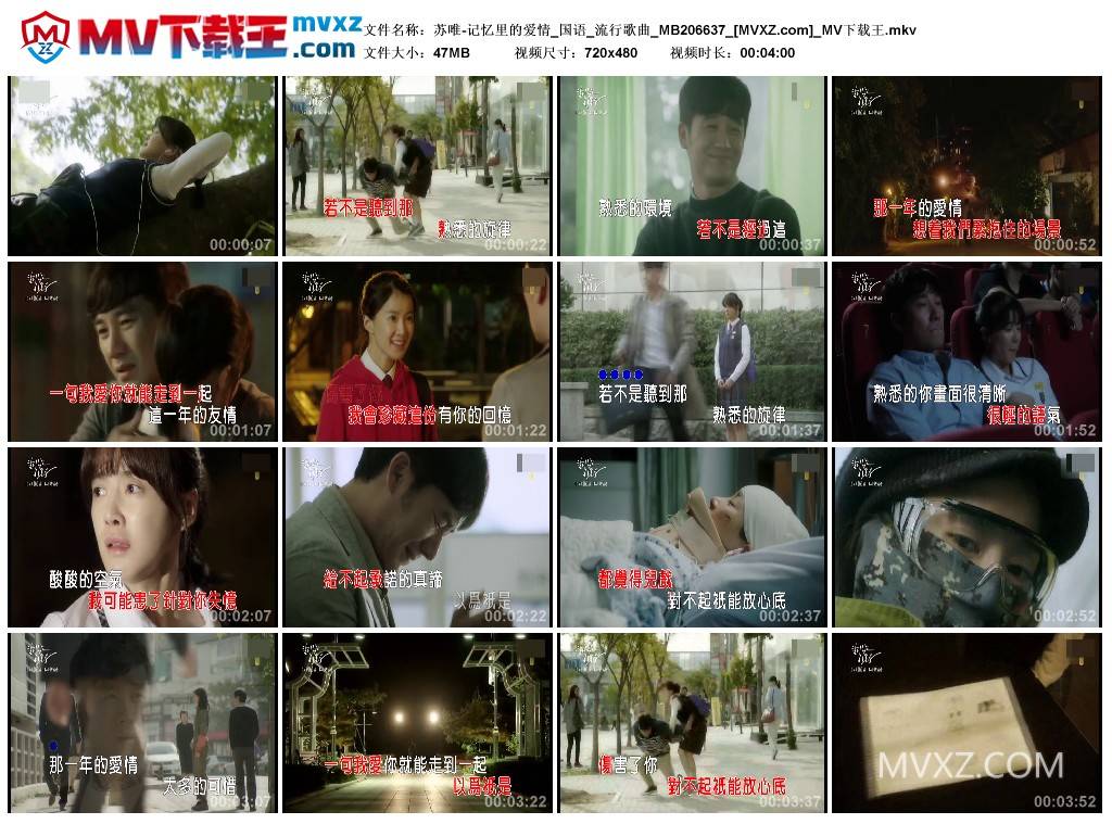 苏唯-记忆里的爱情_国语_流行歌曲_MB206637